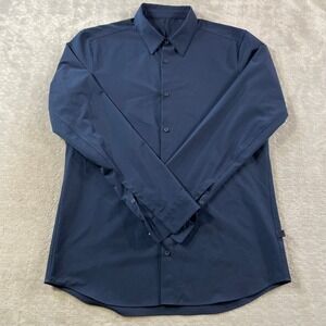 Lululemon Venture Shirt Mens Large Navy Blue Office Preppy Light Button Casual